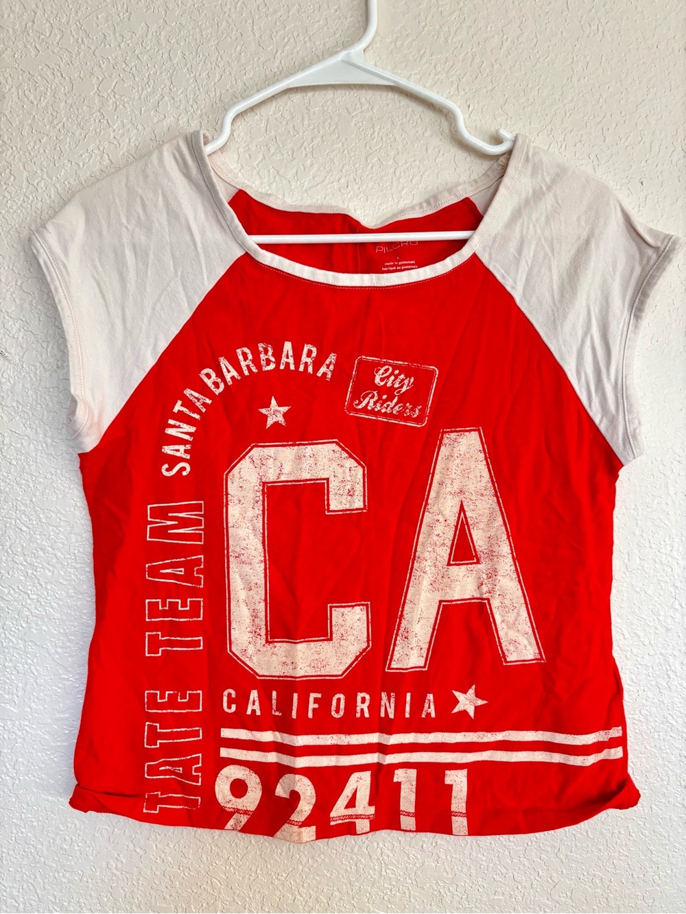 Anthropologie Red & Cream 'CA California' Graphic Raglan Tee
